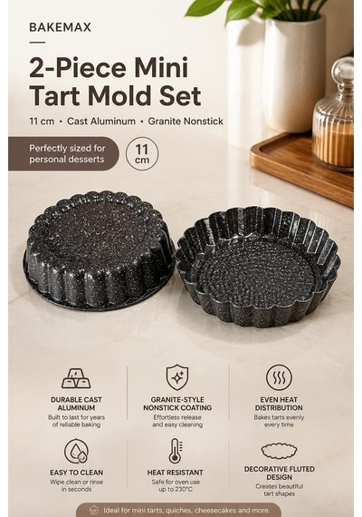 Busstier Mini Alüminyum Döküm Kek Kalıbı Seti 2 Adet Çap 11 Cm Dayanıklı Ve Yapışmaz Tasarım Tart Diğer