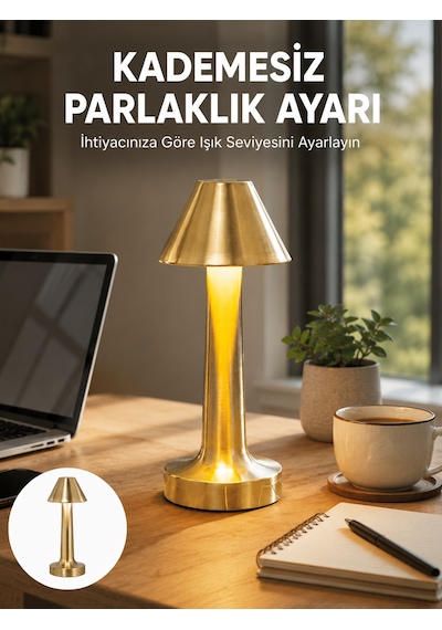 Led Masa Lambası 3 Renk Ayarlı Şarjlı Tasarım Yeni Nesil Çok Renkli