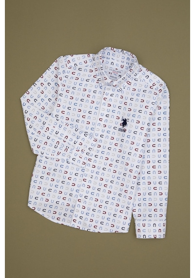 U.s. Polo Assn. Erkek Çocuk Beyaz Gömlek Desenli 50316682-vr013 Beyaz