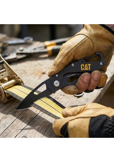 Cat Da980266 Kemer Askı Kancalı Karabinalı Katlanabilir 13cm Paslanmaz Çelik Siyah Kamp Çakısı