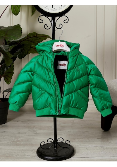 Benitto Kids Erkek Bebek Kapüşonlu Kışlık Mont 51332 Yeşil
