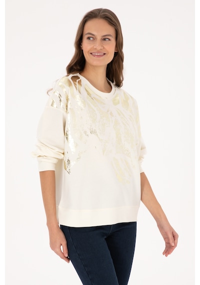 U.S. Polo Assn. Kadın Krem Jakarlı Bisiklet Yaka Sweatshirt 50312188-VR256