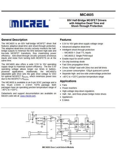 Mıc4605-2ym Mosfet Gate Drıver Half-brıdge 8soıc