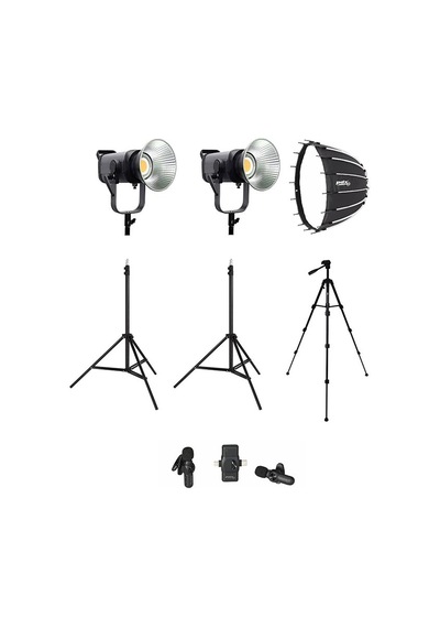 Cobac 300 Stüdyo Işığı 2 + 3 Mt Işık Ayağı 2 + 307 Tripod + V6 Mikrofon Işık Seti