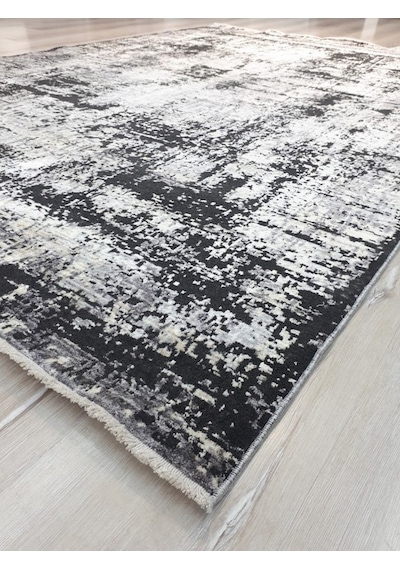 Tuğra Halı Rustic 1076 Siyah Gri 160X230 Cm Saçaklı Salon Halısı