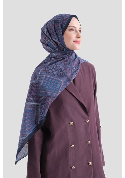 Armine Elegance Pamuk - İpek Şal As464 Siyah-mavi