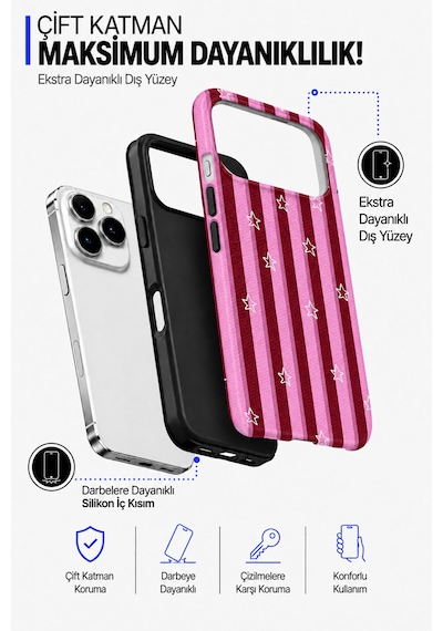 Apple iPhone Uyumlu,  17 Pro Max Vibes Collection Collection Çift Katmanlı Essential Tough Telefon Kılıfı