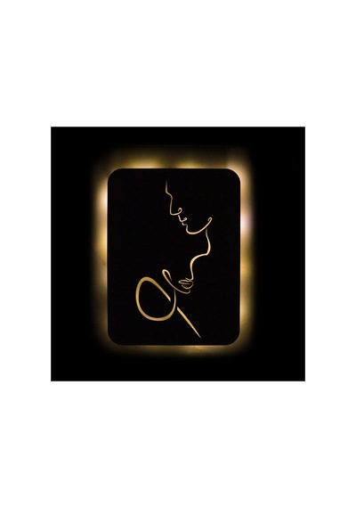 Led Işıklı Kişiselleştirilebilir Çift Temalı Tablo Vivian Dekoratif Gece Lambası Sarı - 737244829 Sarı