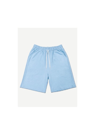 Machi Makiteks Erkek Mavi Gri İkili Rahat Kesim Beli Lastikli Cepli Penye Şort Günlük Basic Rejenere Sweat Bermuda Gri - Mavi
