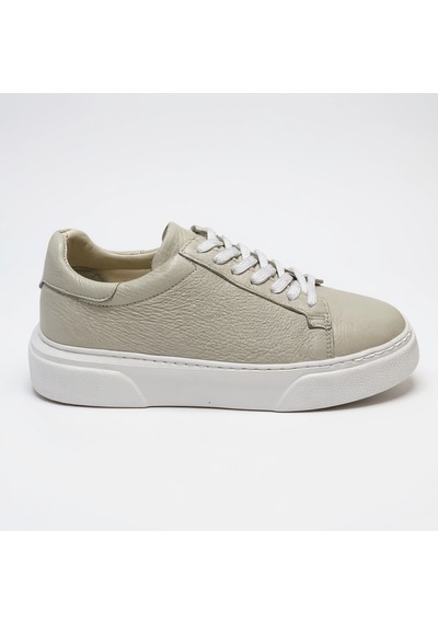 Erkek Deri Sneaker Ayakkabı Siyah-siyah Bej