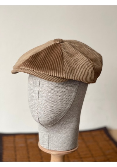 Aida Jewelss Kışlık Kadife Ingiliz Kasket Peaky Blinders Model Erkek Kasket Dökümlü Kadife Kasket Bej