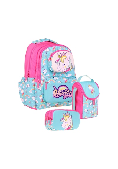 Kaukko Kids 3d Unicorn Şekilli Kız Çocuk Üçlü Okul Çantası Seti/takımı - Turkuaz Pembe L5155+l7155+l8155 Turkuaz - Pembe