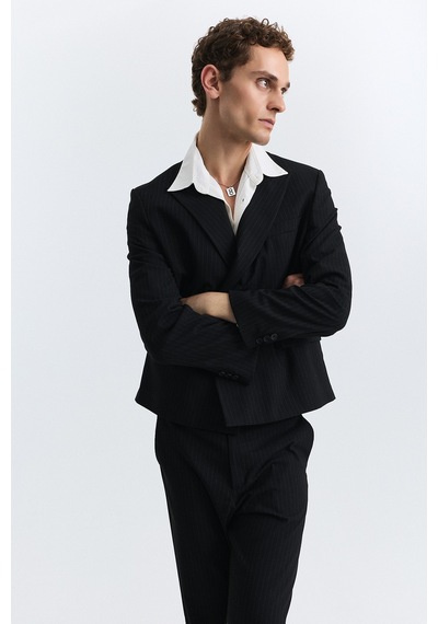 Antioch Crop Fit Çizgili Takım Siyah
