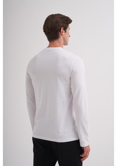 Cazador 56060 Erkek Bisiklet Yaka Sweatshirt Beyaz