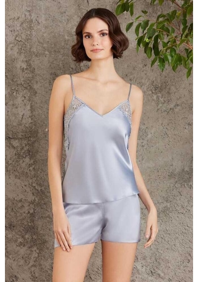 Pierre Cardin Saten Gecelik Sabahlık Pijama Takım Şort Takım 6'lı Gelin Çeyiz Seti Royal 001