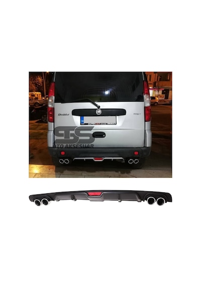 Fiat Doblo D2 Difüzör Arka Tampon Eki 4 Egzoz Çıkışlı Siyah