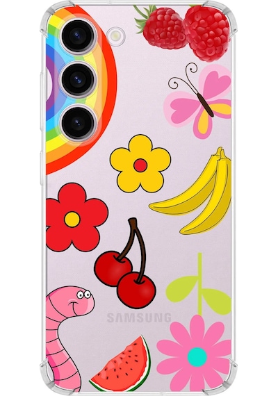 Prinrify Samsung Galaxy S23 Uyumlu Water Color 5 Baskılı Şeffaf Köşe Korumalı Antişok Kılıf