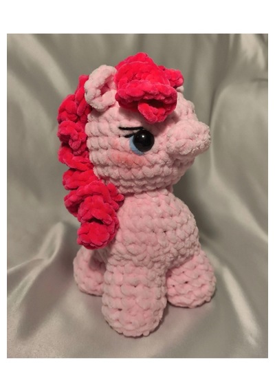 El Yapımı Tığ İşi My Little Pony Peluş Oyuncak Pinkie Pie 02 - Çok Renkli