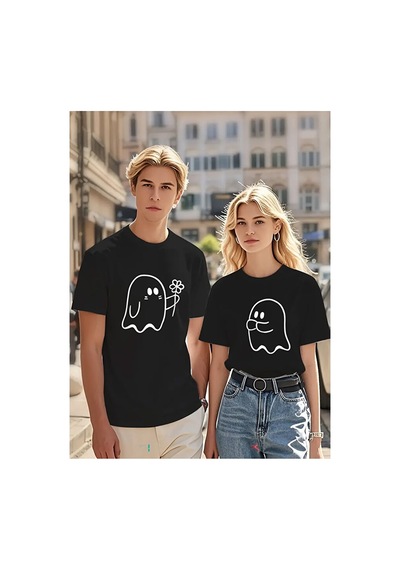 Nevermind Sevgili Kombin Tişörtü Hayalet Baskılı Çift Kombini Unisex Oversi Siyah Nevermind Sevgili Kombin Tişörtü Hayalet Baskılı Çift Kombini Unisex Oversi Siyah
