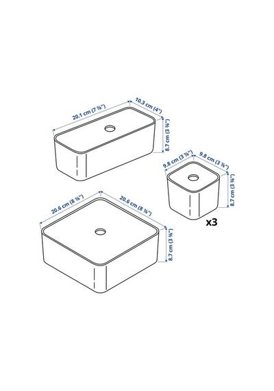 Ikea Vısslaån Kutu Seti, Gri, 5 Parça