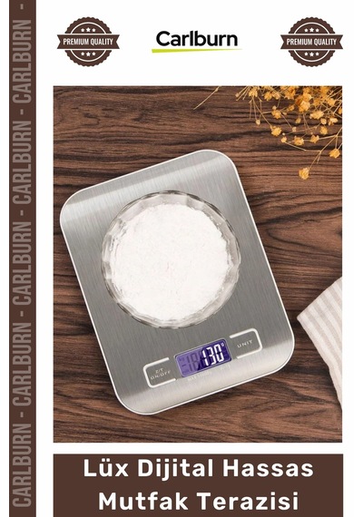 Hassasterazi Paslanmaz Çelik Metal 5 Kg 1 Gr Hassas Lcd Ekran Gümüş Şık Lüx Dijital Mutfak Terazisi Çok Renkli