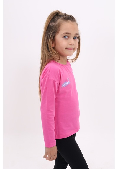 Toontoy Kids Toontoy Kız Çocuk Sweet Baskılı Tişört Fuşya