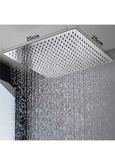 T-May Banyo Sart Kare Tepe Duş Seti Başlığı 25X25 Paslanmaz Metal Krom