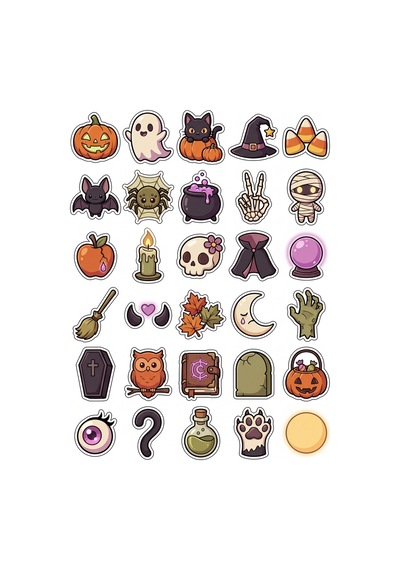 Cadılar Bayramı Gotik Sticker Seti 150 Adet - 5'li Mega Paket No23 - Laptop Defter Ajanda Çok Renkli