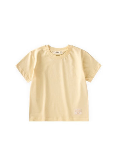 Cigit Etiket Detaylı T-shirt 2-10 Yaş Sarı