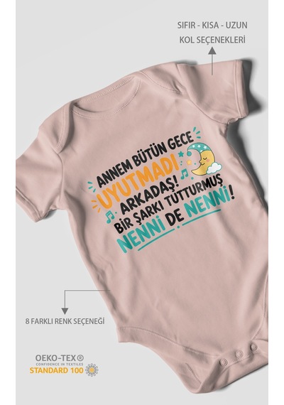 Morivokids Anneye Özel Kısa Kollu Bebek Body %100 Pamuk Zbn194-kk Pastel Pembe