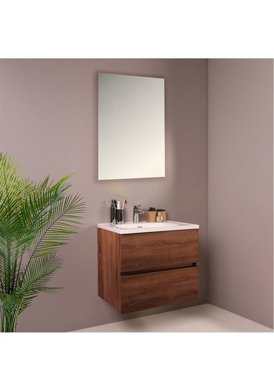 Kobos Simple 60 Cm Çekmeceli Banyo Dolabı Seti Miling Oak Ahşap Kobos Simple 60 Cm Çekmeceli Banyo Dolabı Seti Miling Oak Ahşap