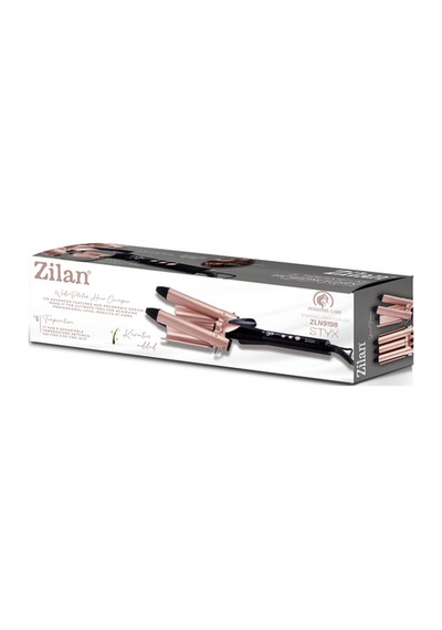 Zln9198 3'lü Seramik Saç Maşası Su Dalgası 3x25mm Saç Şekillendirici 5 Seviye Isı Ayarı Led