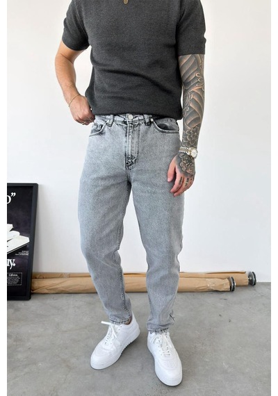 Açık Gri Basic Boyfriend Pantolon Açık Gri