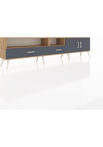 Arges Tv Ünitesi 3 Raflı 2 Çekmeceli 2 Kapaklı 220x30x51 Çam-antrasit Antrasıt/antrasıt - Atlas Çam Arges Tv Ünitesi 3 Raflı 2 Çekmeceli 2 Kapaklı 220x30x51 Çam-antrasit Antrasıt/antrasıt - Atlas Çam