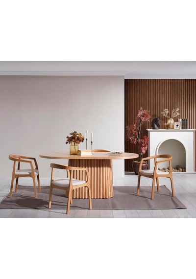 Savana Oval Ahşap Bohem Yemek Masası 90x170 Naturel