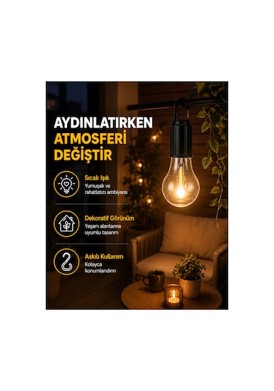 Astraltech C Tipi Şarjlı Asılabilir Kamp Feneri Altın