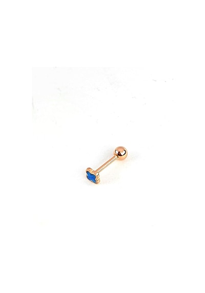 Mavi Opal Taşlı Yonca Figürlü Gümüş Rose Piercing Altın