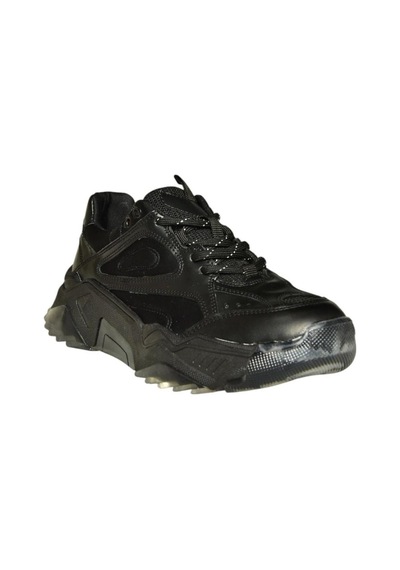 Fox Shoes V312611809 Siyah Kalın Tabanlı Spor Ayakkabı Sneakers Siyah-suni Deri