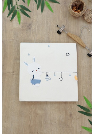 Erkek Bebek Çift Katlı Pamuk Natural Penye Battaniye Stl7156 Beyaz - Fuşya
