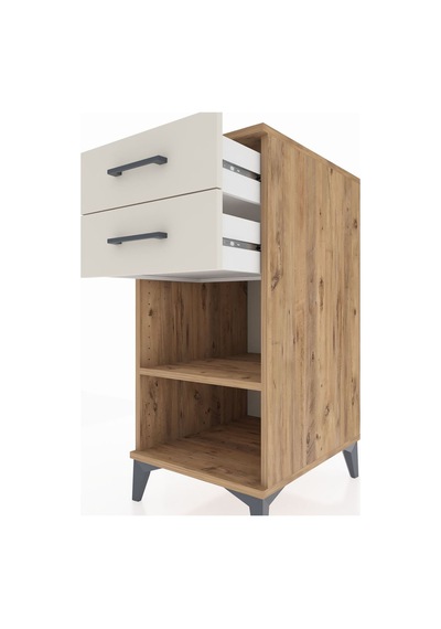 Kronos Komodin Tek Raflı 2 Çekmeceli 44x59x96 Çam-aytaşı Çam