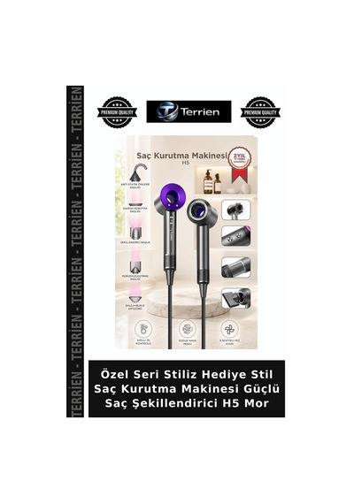 Özel Seri Stiliz Hediye Stil Saç Kurutma Makinesi Güçlü Saç Şekillendirici H5 Mor