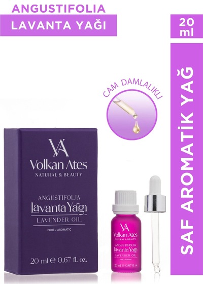 Volkan Ates Natural & Beauty Lavandula Angustifolia Saf Lavanta Yağı Cam Damlalıklı 20 Ml