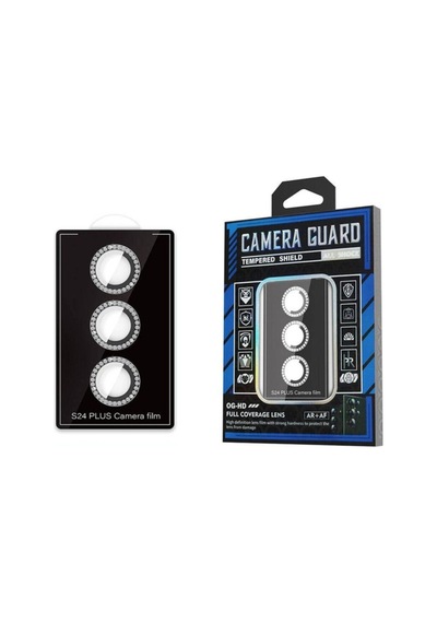 Samsung Uyumlu Galaxy S24 Plus Zore Diamond Kamera Lens Koruyucu Cam Filmi Siyah