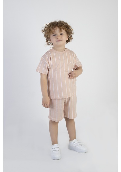 Harika Kids Erkek Çocuk Cool Boys Baskılı Çizgili Kısa Kollu Şortlu Alt Üst Takım 001