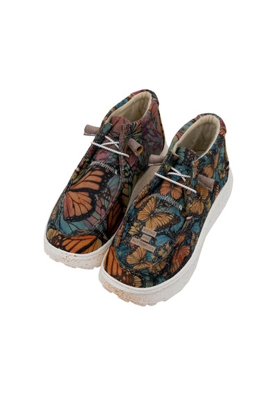 Kadın Vegan Deri Krem Bot - Moths And Butterflies Tasarım Multicolor