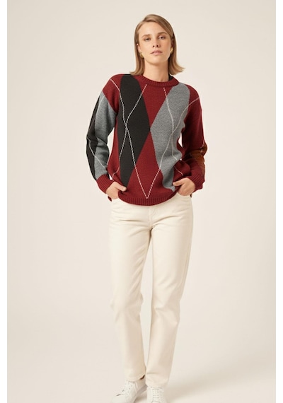 Ftz Women Kadın Baklava Desenli Kazak Bordo 25094 Bordo Ftz Women Kadın Baklava Desenli Kazak Bordo 25094 Bordo