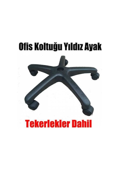 Fullreyon Sekreter Ofis Büro Koltuğu Plastik Yıldız Ayak Ve 5 Tekerlek