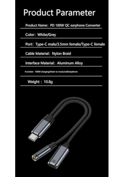 C To 2in1 3.5mm Type-c Çevirici Dönüştürücü Kulaklık Ve Hızlı Şarj