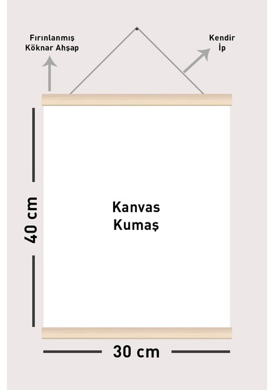 Minimal Dekoratif İp Askılı Kanvas Poster Tablo Duvar Dekoru