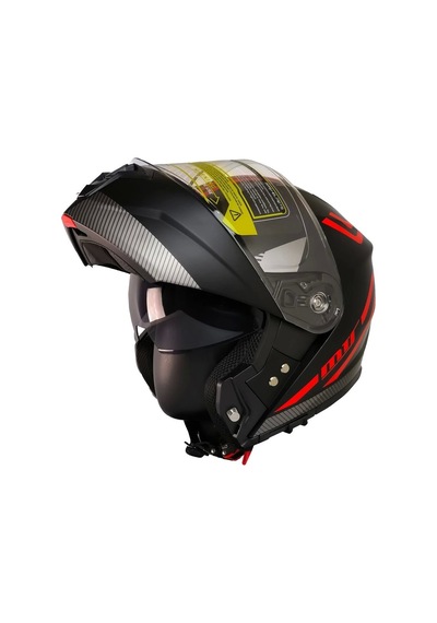 Mts 966 WX20 Red Çene Açılır Kask Kırmızı - Mat Siyah